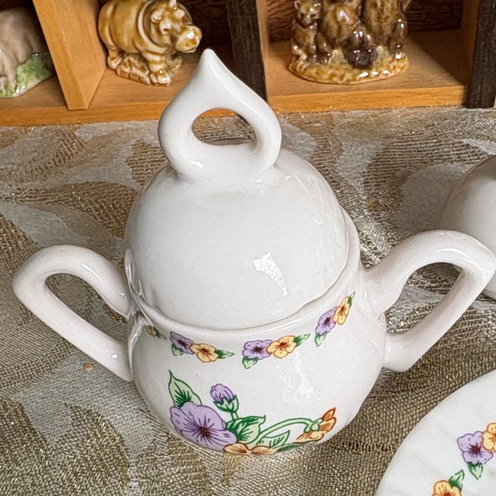 Vintage Miniature Floral White Porcelain Tea Set - Picture 7 of 10